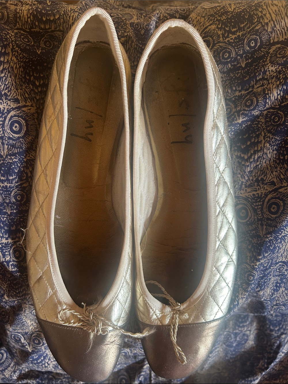 fs/ny Metallic Quilted Ballet Flats - Gold